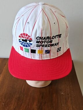 Vintage Charlotte Motor Speedway Embroidered Pinstripe Hat Made In The USA